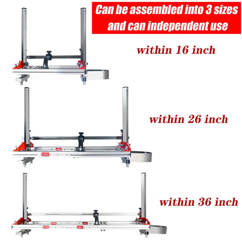 Chainsaw Mill With Lumber Guide Brackets Portable Sawmill Kit Converts Into Three Sizes For Independent Use Fits 14 To 36 Inch Planking Bar No Fuss Setup Durable Aluminum And Steel Cut Guide Set