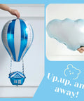 Up Up And Away Balloon Garland Arch Kit With 152 Pieces featuring hot air balloon and cloud foil balloons for decor.