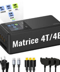 300W Matrice 4 Series Battery Charging Hub, cables, LCD for Matrice 4T and 4E drones, displays charge modes