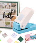1 Inch Square Hole Punch For Crafting And Scrapbooking, Lever Paper Punch For Card Making, with sample crafts and card