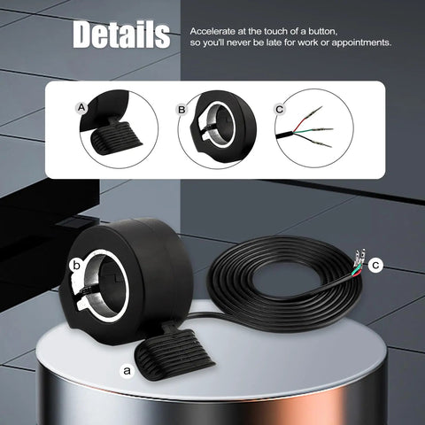 7 Eighth Inch Thumb Throttle For E Bikes And Electric Scooters Ride Ready Universal 12V To 72V Speed Controller close-up view