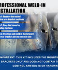 Professional weld-in instructions for Front Upper Control Arm Mounting Brackets Kit For Chevy Silverado 2500HD And GMC Sierra 2500HD 2001 To 2010 Frame Weld In Suspension Repair Heavy Duty Steel 4 Piece