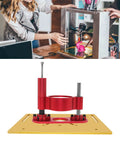 Router Lift System Kit With Bulletproof Base Plate Insert For Woodshop Tables Precise Bit Adjustment No Sweat Operation Heavy Duty Black Build For Skilled Makers Top Shelf Performance on a workbench.