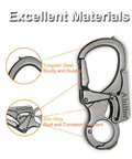 Rugged 3 Inch Carabiner Keychain Clip with Dual Locking Design and Tungsten Steel Spike, Zinc Alloy, Gunmetal Finish