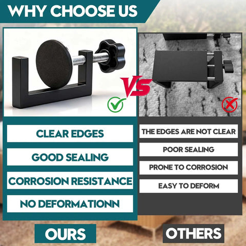 Comparison chart of 4 Pack Adjustable G Shaped Sofa Clamps vs others highlighting clear edges and corrosion resistance.
