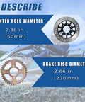 Beefed-Up Rear Axle Kit For Go Karts And ATVs 44 Inch Assembly With Pillow Block Sprockets Brake Discs Hubs Chains And Calipers Includes Master Cylinder Replacement For Drift Trikes And 4x4s with center hole and brake disc diameter details.