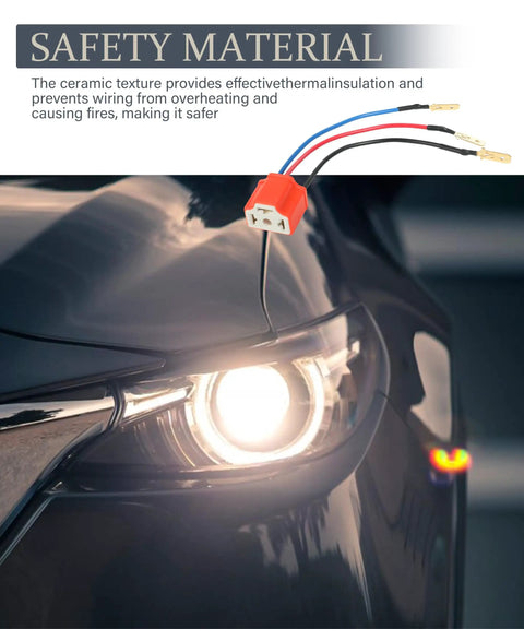 Beefy Heavy Duty Ceramic H4 9003 HB2 Wiring Harness Plug on car headlight, high heat resistant, durable connector