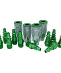 ColorFit A Style 14 Piece Coupler And Plug Kit 1 Quarter NPT Green All In One Durable Steel With Scratch Resistant Coating