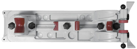 All In One Gun Vise With Adjustable Cradle And Storage Compartments For Cleaning Gunsmithing And Firearm Maintenance Red And Grey Versatile For Bolt Action Rifles Break Open Shotguns Extendable Magazine Rifles And Handguns