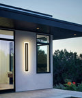 23.6 Inch Outdoor Wall Sconce With 18W LED IP65 Weatherproof Exterior Light Fixture in White Acrylic Modern Wall Lighting on house wall