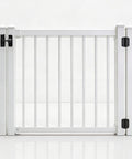 Adjustable Aluminum Deck Gate Kit In White For One And A Half Inch Pickets Fits Openings Up To 48 Inches Cut To Height For Custom Decks