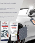 Car Scratch Remover Kit With Polishing Pad And Repair Cream For Quick Paint Restoration, Fix Minor Scratches And Scuffs, 2.12oz All In One DIY Auto Body Repair Kit with box and cloths displayed next to a car