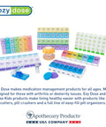 Ezy Dose medication management products including pill organizers, pill crusher, and cutter.