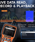 NT301 Plus 2 In 1 OBD2 Scanner And Battery Tester For Cars And Trucks Code Reader With Live Data And Check Engine Light No Mechanic Needed Save Hundreds Works On 1996 And Newer Vehicles showing live data graphs and readings