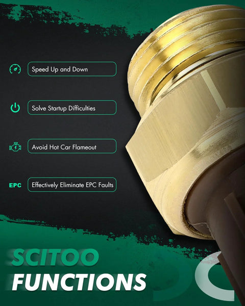 SCITOO water temperature sensor with brass threaded body, close-up view