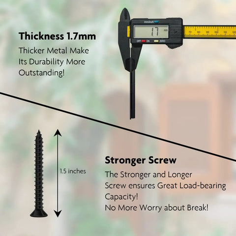 Three Pack 4x2.6 Inch Black Door Hinges With 26 Mounting Screws For Doors And Cabinets, Heavy Duty Iron Hardware For DIY Projects, Built Tough, No Brainer Install, 1.7mm thickness and 1.5-inch screw shown
