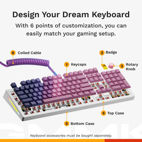 Badass Full Size Mechanical Gaming Keyboard With Volume Knob And Modular Gasket Mount Featuring Hot Swappable Switches Plus Doubleshot Pbt Keycaps For A Snappy And Fire Typing Setup In White with keycaps and coiled cable