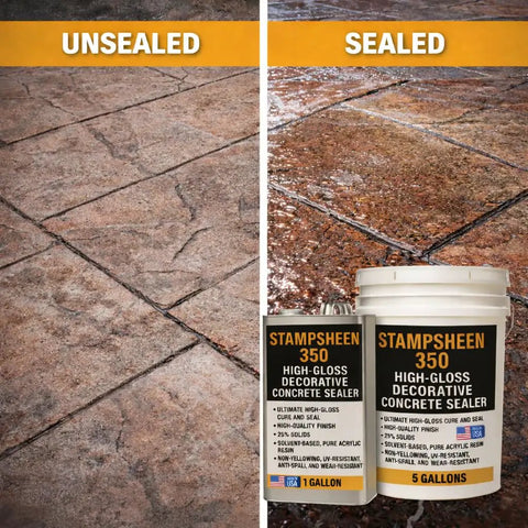 High Gloss Wet Look Concrete Sealer Solvent Based Acrylic Cure And Seal UV Resistant Non Yellowing Formula before and after sealing