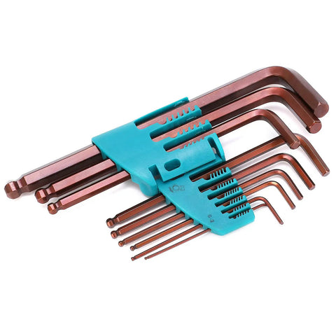 Premium 9 Piece Ball Head Hex Key Wrench Set Made From Alloy Steel With Long Arms For Tight Spots And Deep Holes Perfect For Furniture Assembly Car Fixes Or Home Upgrades That Get The Job Done Right, blue holder