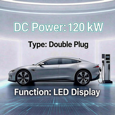 Outdoor Industrial Grade Level 3 Dual EV Charger CCS1 120kW Fast DC Beast With 250A Output, sedan charging.