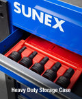 Three Quarter Inch Drive Impact Hex Driver Set Five Piece Metric 14mm To 24mm CrMo Steel in red storage case