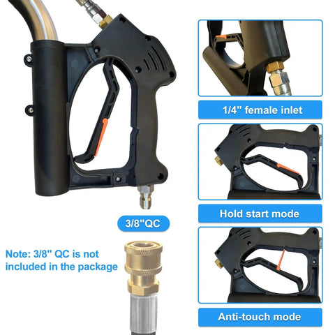 16.5 Inch Pressure Washer Surface Cleaner With 304 Stainless Steel Housing Dual Handles 4500 PSI Driveway Attachment gun details