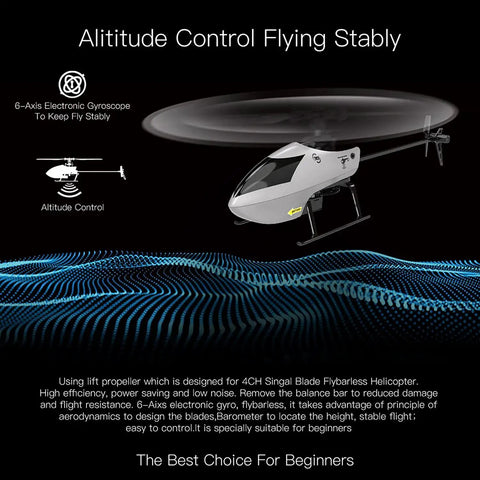 C129 V2 4 Channel RC Helicopter with 6 Axis Gyro in flight showing altitude control and stabilization features