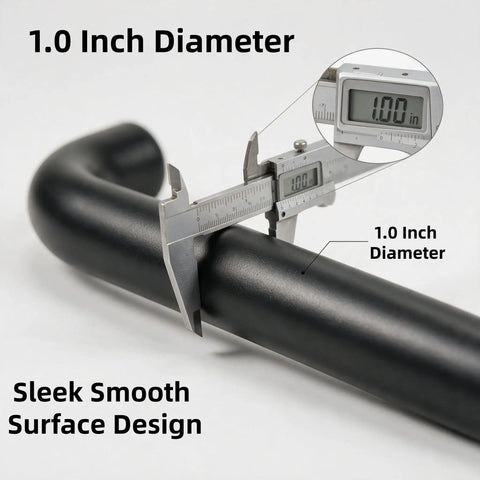 Tough As Nails Wall Mount Grab Bars 12 Inch 2 Pack In Matte Black 304 Stainless Steel showing 1 inch diameter measurement.