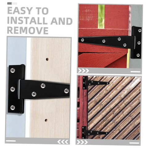 Eight Piece 5 Inch Black Galvanized T Shaped Door Hinges for Wood Cabinets and Small Interior Doors Weld On Triangle Hinge