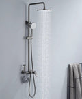 UBNMIUBV Shower System, 4 Functions Classic Shower Mixer Set with 9In/23Cm Round Shower Head and hand shower in Gun Gray.