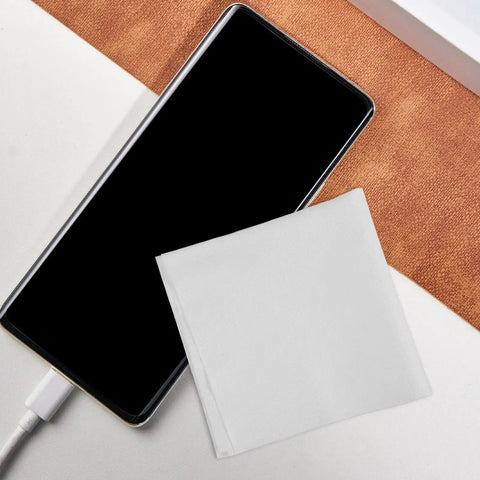 Smooth Operator Microfiber Cleaning Cloth Removes Fingerprints And Leaves Absolutely No Trace Behind on a smartphone.