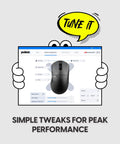 Ultra Lightweight Wireless Gaming Mouse With Dope Minimalist Build And Tight Sensor Tracking For Rapid Flick Shots And Featherlight Control In Jet Black That Slams Performance software interface showing button assignment and settings.