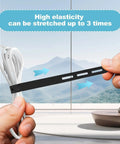 Hands stretching reusable silicone cable tie for chargers and home office cords with high elasticity feature.