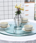 Large Round Glass Lazy Susan Turntable For Dining Tables 360 Degree Swivel Serving Tray Clear Tempered Glass 47 Inch Ideal For Banquets