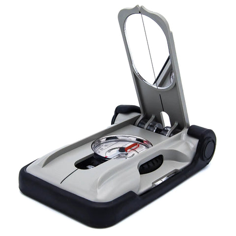 TruArc 20 Luminous Expedition Compass with glow sighting tool, protective boot open and visible for night navigation and rescue ops