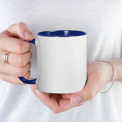 Top Shelf 11 Oz Ceramic Coffee Mug Featuring Fresh Golf Cart Artwork And Legit Durable Glazed Finish Crafted For Weekend Golfer Vibes And Smooth Sippin Through Any Round held in hand with navy interior.