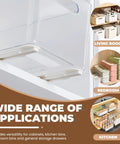 Super Slick Self Stick Adhesive Pull Out Cabinet Drawer Sliders With Heavy Duty Bottom Mount Rails for DIY Bin Organizers in Action