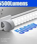 Close-up of T8 LED Shop Light 4Ft 40W 5500 Lumens 5000K Daylight With Clear Cover V-Shape Fixture for Garage