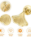 Top Shelf Knockout Slick Light Cyan Gold Ginkgo Leaf Cabinet Knobs Six Pack Vintage Drawer Pulls Premium Zinc Alloy Furniture Hardware With Screws For Dressers And Cupboards close-up of ginkgo leaf design with shiny finish