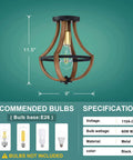 Dimensions of Three Pack Gold One Light Rustic Semi Flush Mount Ceiling Light Fixtures Black With Handmade Brown Finish.