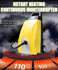 Top Rated High Pressure Steam Cleaner With Fast 40 Second Heat Up And Large 3.5 Liter Capacity For Home Deep Cleaning Tasks, yellow design showing steam output.