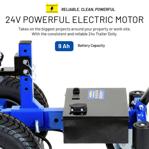 Goodyear Electric Trailer Dolly Super Duty Heavy 7500 Lbs Max Towing Capacity For RVs Boats And Toy Haulers all-terrain wheels and motor details