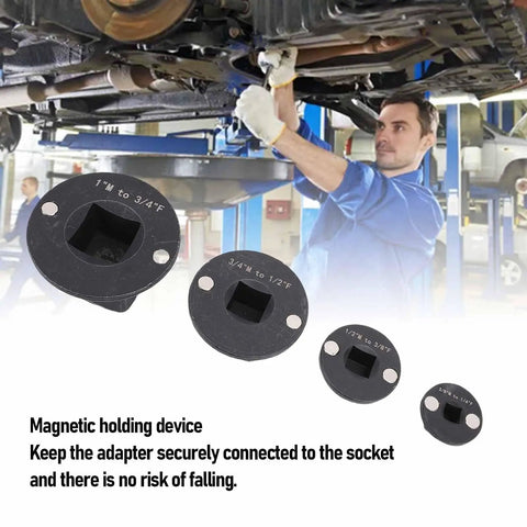Compact Low Profile Impact Socket Adapters With Magnetic Inserts For Tight Spaces And Hard To Reach Bolts Crv Steel Drive Reducers 4 Piece Set on mechanic undercarriage