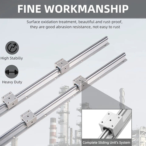 Heavy Duty Linear Rail Guide Kit With Two 2000mm Rails And 4 SBR16UU Square Block Bearings For CNC Machines And DIY Projects Smooth Precise Motion And Easy Mounting For Pro Grade Builds, chrome steel rails