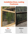 Comparison of Straight Up Premium Aluminum Deck Balusters 51 Pack, showing rust proof versus corroded railings.
