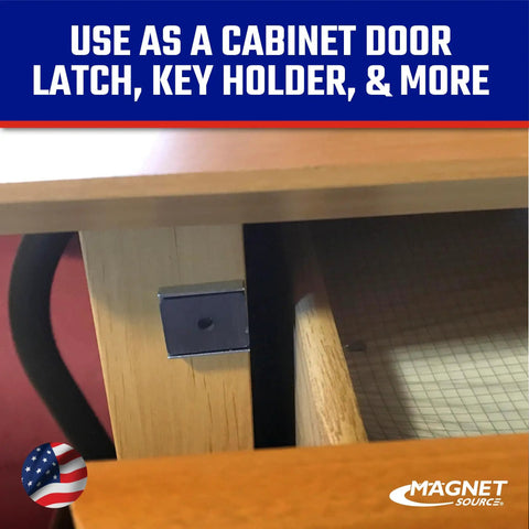 Latch Magnet Assembly Set Rectangular Nickel Plated Magnets In Zinc Plated Channel Center Hole For Easy Mount Heavy Duty Hold 1 Inch Long By 0.875 Inch Wide By 0.25 Inch High 7 Pound Pull Silver Pack Of 20