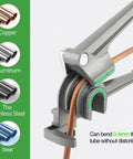 Heavy Duty Three In One Tubing Bender For HVAC Techs bending copper tubing with precision gauge, handles 1/4, 3/8, 1/2 inch pipes.