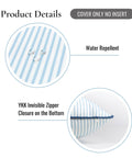 Coastal Hampton Style Outdoor Indoor Pillow Cover 20x20 Water Resistant Blue Stripe for Backyard Patio with Invisible Zipper