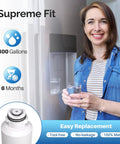 Fridge Water Filter Replacement For Samsung And Kenmore, NSF Certified 42 And 372, 4 Pack, woman using water dispenser