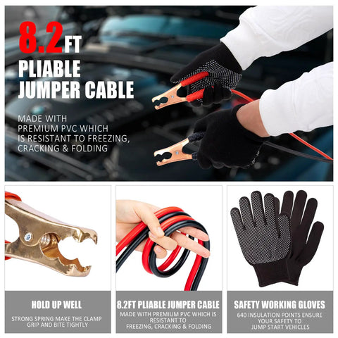 Roadside Rescue Kit For Cars With Jumper Cables And Tire Inflator Emergency Auto Kit For Vehicle Breakdowns travel essentials